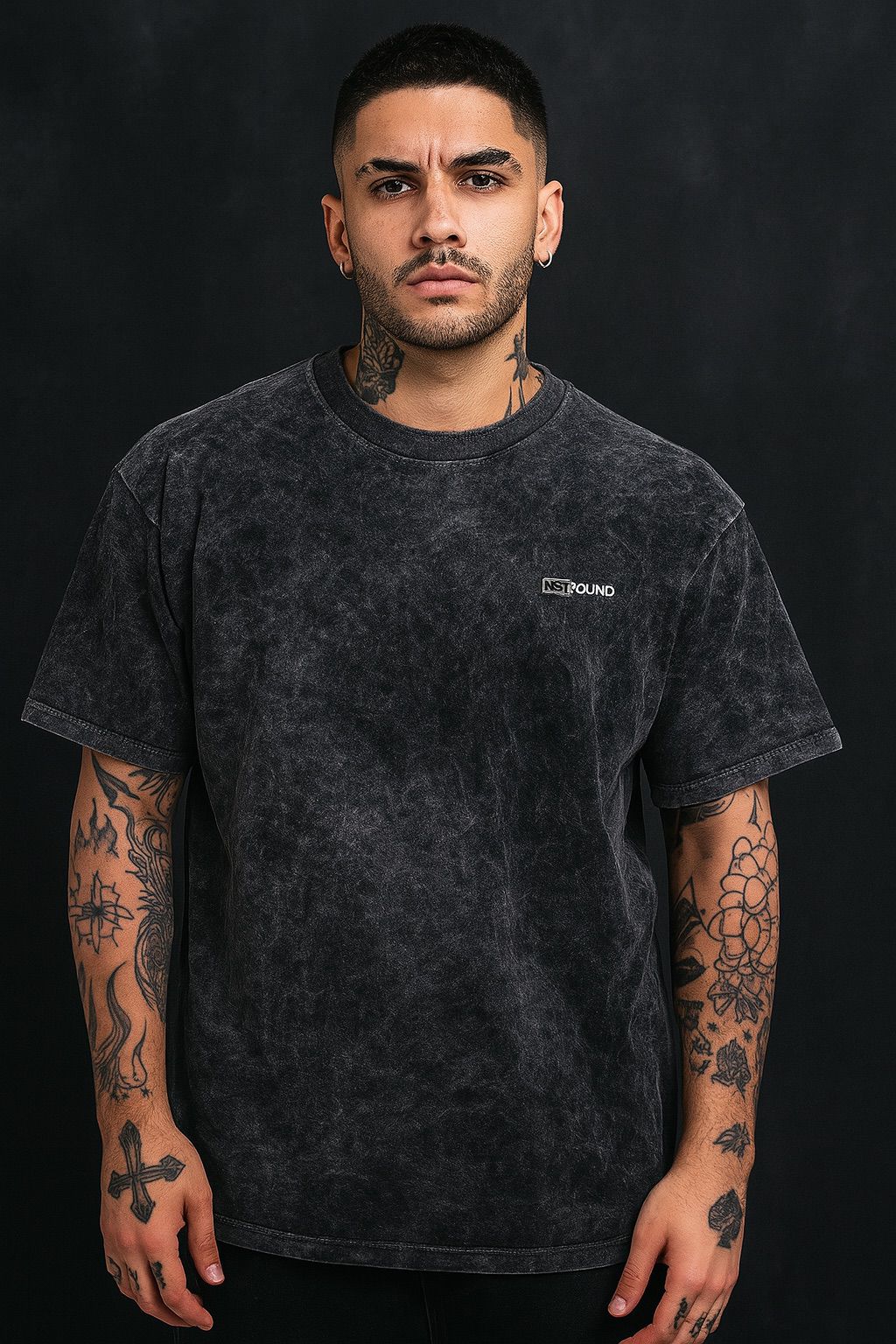 Polera Oversize Acid Wash – Gris Oscuro