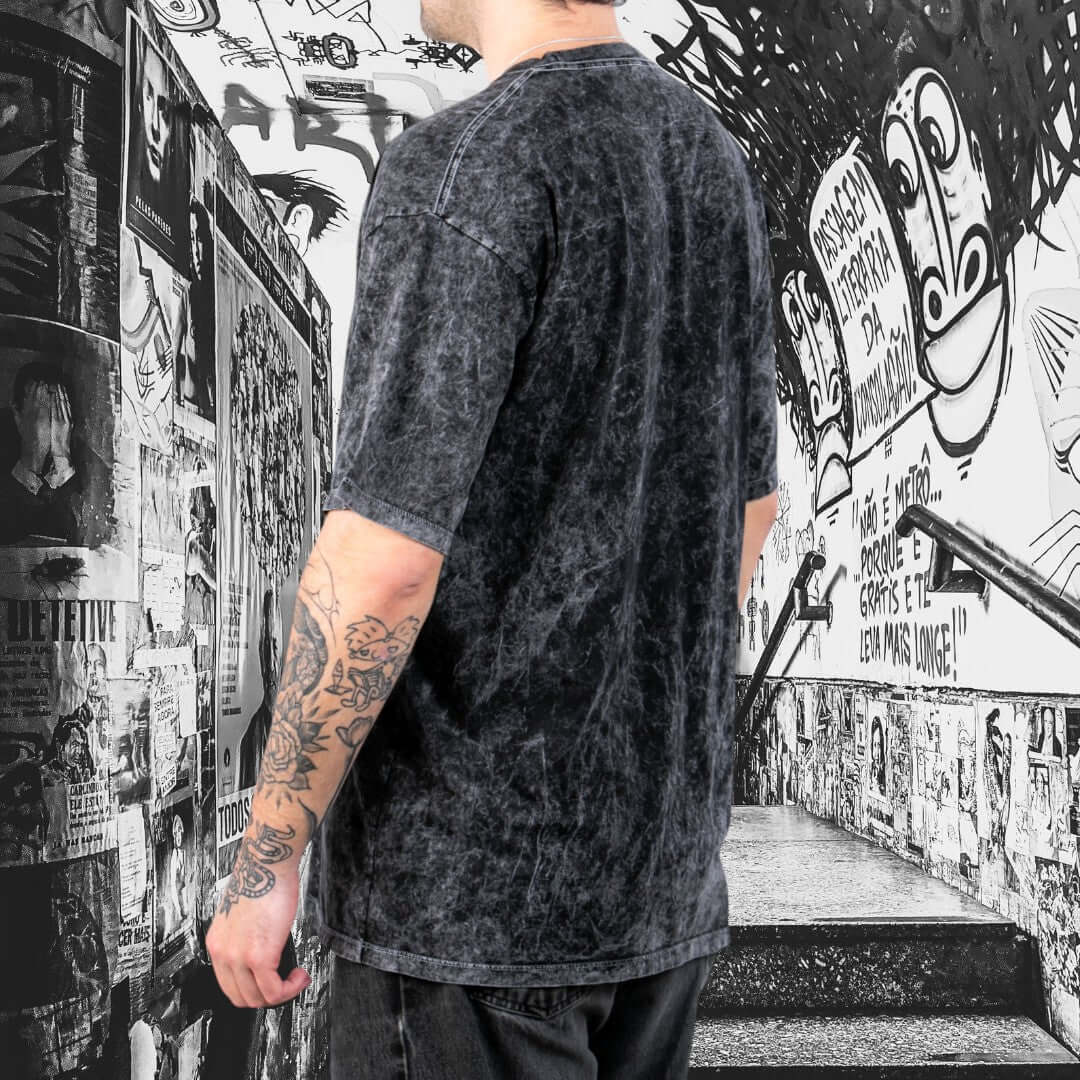 Polera Oversize Acid Wash – Gris Oscuro