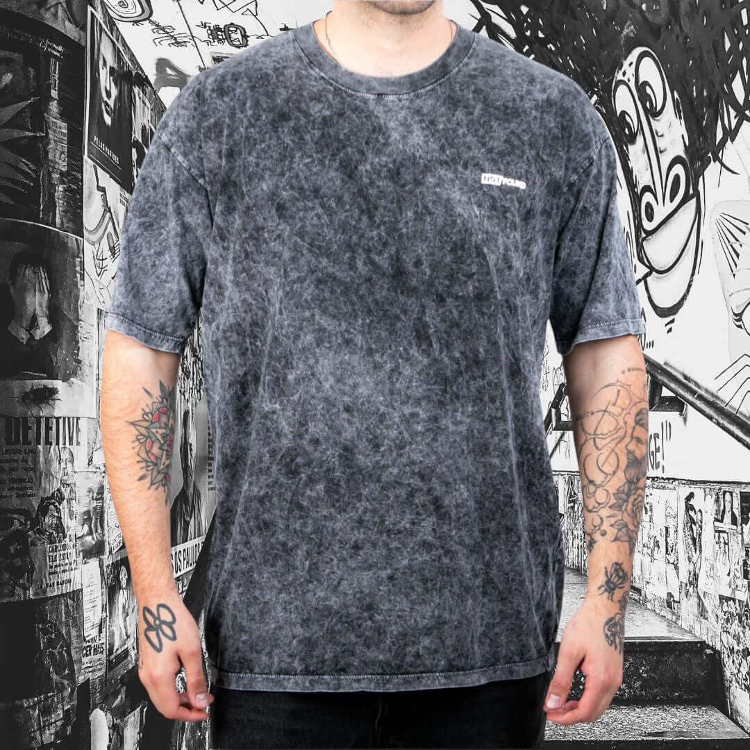 Polera Oversize Acid Wash – Gris claro