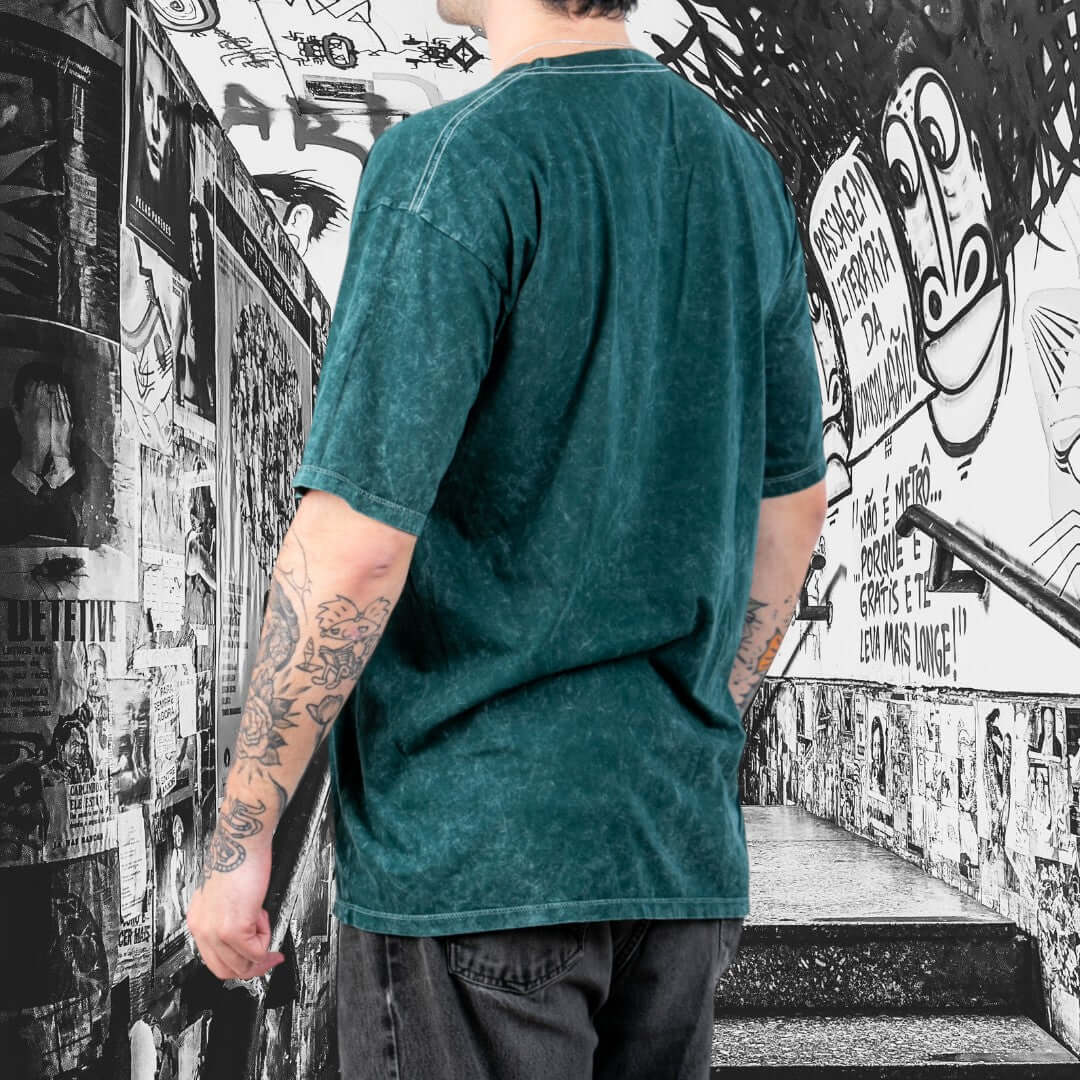 Polera Oversize Acid Wash – Verde