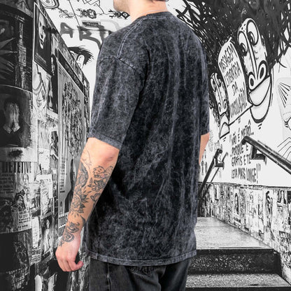 Polera Oversize Acid Wash – Gris Oscuro